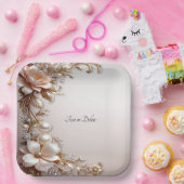 Weiche rosa und weiße Blumen Papierplatte Pappteller (Party)