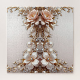 Weiche rosa und weiße Blumen Puzzle