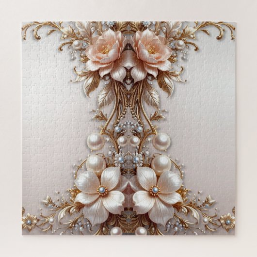 Weiche rosa und weiße Blumen Puzzle (Vertikal)