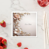 Weiche rosa und weiße Blumen Serviette (Beispiel)