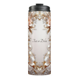 Weiche rosa und weiße Blumen Thermotumbler Thermosbecher