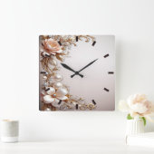 Weiche rosa und weiße Blumen Wanduhr (Zuhause)
