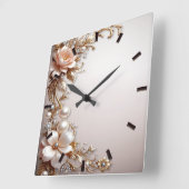 Weiche rosa und weiße Blumen Wanduhr (Winkel)