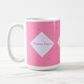 Weiche rosa und weiße geschwungene Quadrate monogr Kaffeetasse
