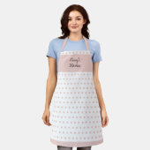 Weiche, rosa und weiße Polka-Schürze Schürze (Getragen)