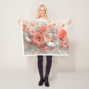 Weiche rosa und weiße Rosen Blumenkunst-Muster-Fle Fleecedecke