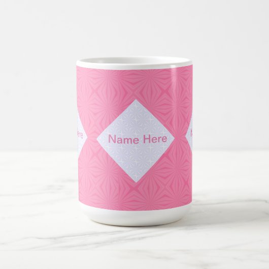 Weiche, rosa und weiße Squigly-Quadrate, monogrami Kaffeetasse (Mittel)