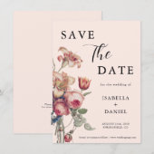 Weiche rosa Vintage-Blumenhochzeit Save The Date (Vorne/Hinten)