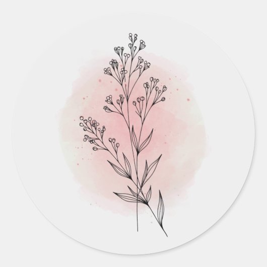 Weiche rosa Wasserfarbe Blumen Dekor Sticker (Vorderseite)