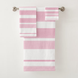 Weiche rosa weiße Streifen Badhandtuch Set