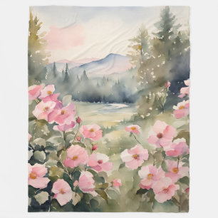 Weiche, rosa Wildblumen Rose Natur Fleecedecke