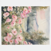 Weiche, rosa Wildblumen Rose Natur Fleecedecke (Vorderseite (Horizontal))