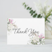 Weiche Rose Blumen und Grünpflanzen Dankeskarte (Stehend Vorderseite)