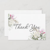 Weiche Rose Blumen und Grünpflanzen Dankeskarte (Vorne/Hinten)