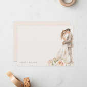 Weiche Rose Blütenkopf Botanische Hochzeit Mitteilungskarte (Vorderseite/Rückseite Beispiel)