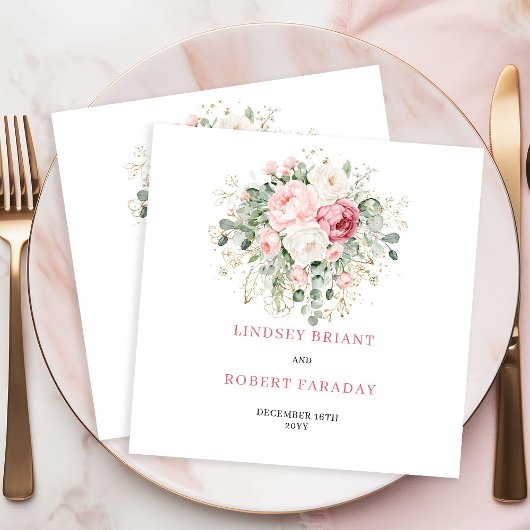 Weiche Rosé-Eukalyptus-Hochzeitsservietten im mini Serviette
