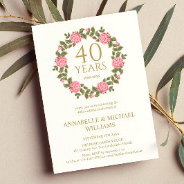 WEICHE ROSE GARLAND RUBY JAHRESZEIT 40. Hochzeit Einladung