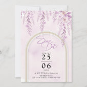 Weiche Rosé-Lavendel-Blumen-Hochzeits-QR-Code Save The Date (Vorderseite)