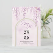 Weiche Rosé-Lavendel-Blumen-Hochzeits-QR-Code Save The Date (Stehend Vorderseite)