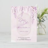 Weiche Rosé-Lavendel-Blumen-Hochzeits-QR-Code Save The Date (Stehend Vorderseite)