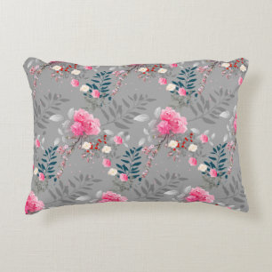 Weiche Rose mit grauem Hintergrund Dekokissen