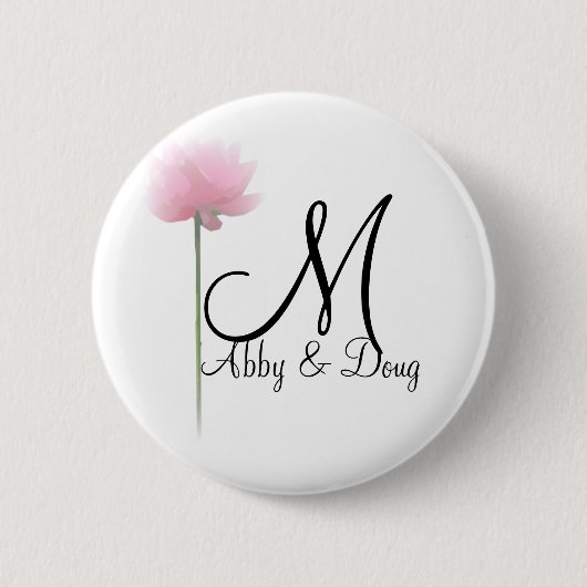Weiche Rose mit Monogramm Button (Vorderseite)