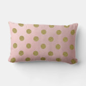 Weiche Rose Pink Gold Glitzer Glam Polka Dots Nied Lendenkissen (Rückseite)