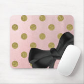 Weiche Rose Pink Gold Glitzer Glam Polka Dots Nied Mousepad (Mit Mouse)