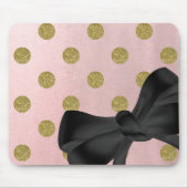Weiche Rose Pink Gold Glitzer Glam Polka Dots Nied Mousepad (Vorne)