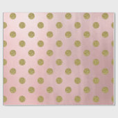 Weiche Rose Pink Gold Glitzer Glam Polka Dots Part Geschenkpapier (Flach)
