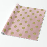 Weiche Rose Pink Gold Glitzer Glam Polka Dots Part Geschenkpapier<br><div class="desc">Schleifpapier</div>