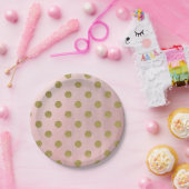 Weiche Rose Pink Gold Glitzer Glam Polka Dots Part Pappteller (Party)