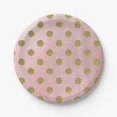 Weiche Rose Pink Gold Glitzer Glam Polka Dots Part Pappteller (Vorderseite)