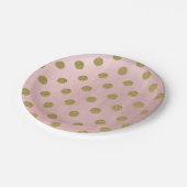 Weiche Rose Pink Gold Glitzer Glam Polka Dots Part Pappteller (Schrägansicht)