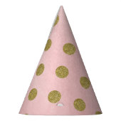 Weiche Rose Pink Gold Glitzer Glam Polka Dots Part Partyhütchen (Links)