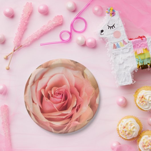 Weiche Rose Rosa Pappteller (Party)
