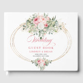 Weiche Rosé-Rosen Goldgrün Boho-Chic-Hochzeit Gästebuch (Vorderseite)