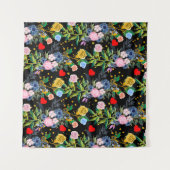 Weiche Rose schwarz Feld | ROSE Wandteppich (Vorderseite (Horizontal))