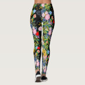 Weiche Rose, schwarzes Feld| Rose Leggings (Rückseite)