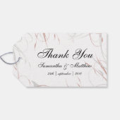 Weiche Rose und graue Schnörkel Hochzeit Geschenkanhänger (Rückseite Horizontal)