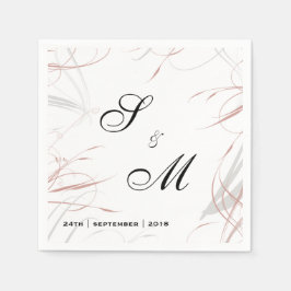 Weiche Rose und graue Schnörkel Hochzeit Serviette