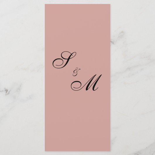 Weiche Rose und graue Schnörkel Hochzeitmenü Menükarte (Rückseite)