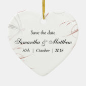 Weiche Rose und graue Schnörkel Save the Date Keramik Ornament (Vorne)