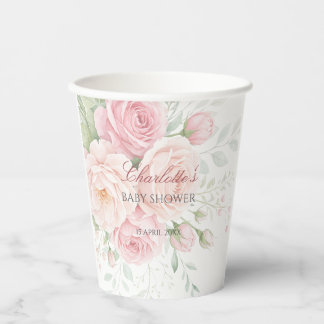weiche Rosen Blumen-Papierbecher-Vorlage Pappbecher