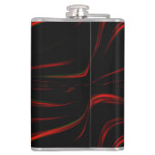 Weiche rote Markierungen auf schwarzem Hintergrund Flachmann (Rückseite)