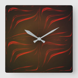 Weiche rote Markierungen auf schwarzem Hintergrund Quadratische Wanduhr