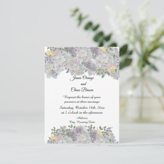 Weiche rustikale Blume Hochzeitsfeiern Einladung (Stehend Vorderseite)