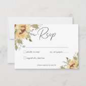 Weiche rustikale große Boho Sonnenblumen Hochzeit RSVP Karte (Vorderseite)