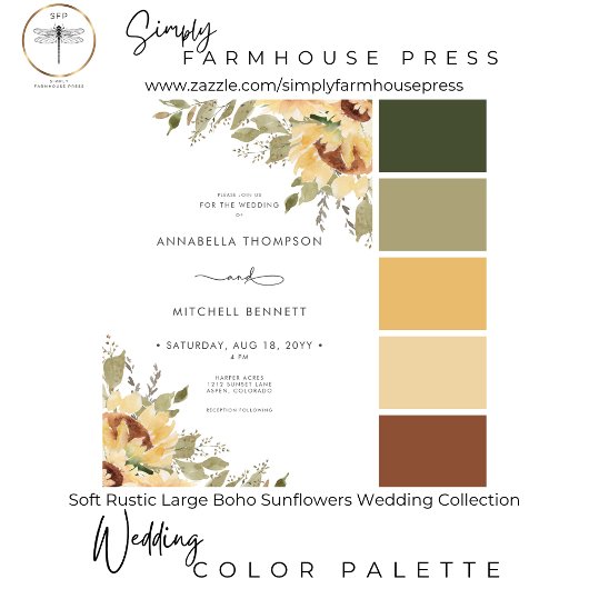 Weiche rustikale große Boho Sonnenblumen Hochzeits RSVP Karte