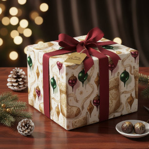 Weiche Samt-Erbstück-Weihnachtsstrümpfe Geschenkpapier